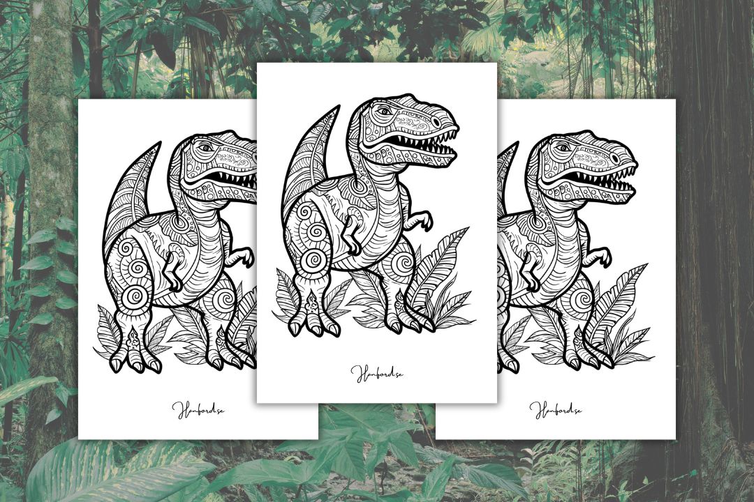 doodle t rex färgläggningsbild att skriva ut